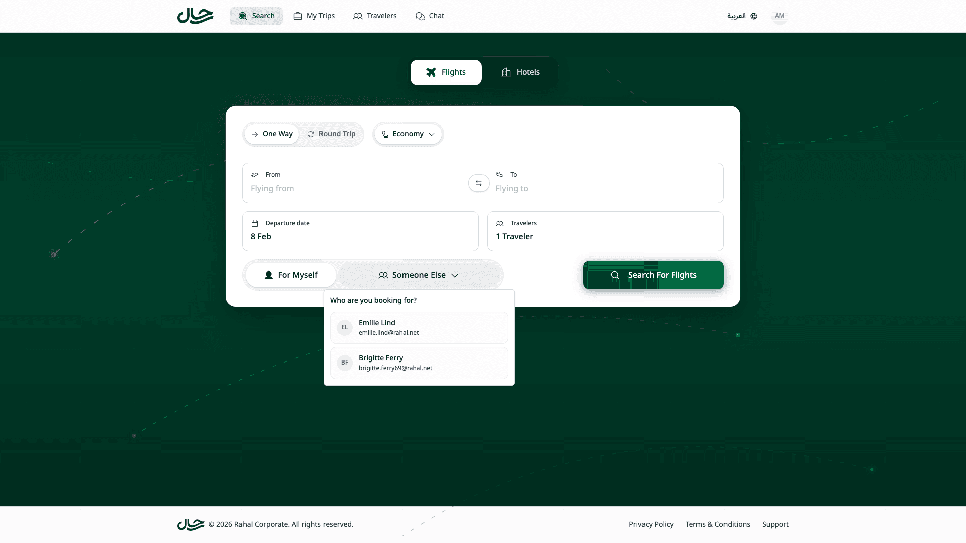 Context selector with user list
