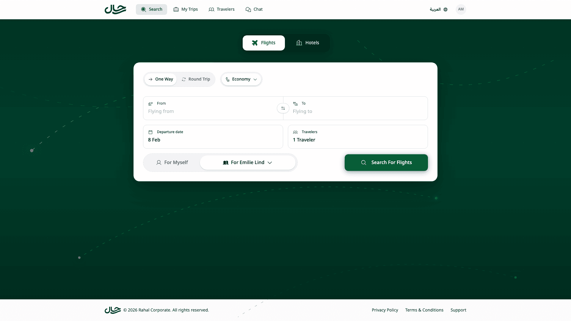 Search form when booking as delegate